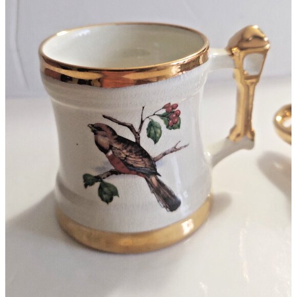 Set of Two Small Hand Painted Gold Gilded Decorative Mugs by Birdland - Picture 9 of 16